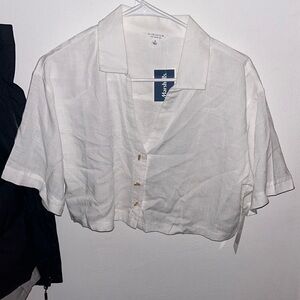 White crop top button up(small)